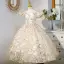 Sparkly Champagne Multi-Colors Sequins Birthday Flower Girl Dresses 2022 Ball Gown Square Neckline Puffy Short Sleeve Backless Floor-Length / Long Flower Girl Dresses