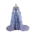 Luxury / Gorgeous Sexy Sky Blue Handmade  Tassel Beading Pearl Cascading Ruffles Evening Dresses 2023 Trumpet / Mermaid V-Neck Long Sleeve Sweep Train Evening Party