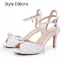 Elegant White Pearl Wedding Shoes 2024 Ankle Strap 8 cm Stiletto Heels Open / Peep Toe Wedding Sandals High Heels