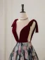 Vintage / Retro Burgundy Prom Dresses 2025 A-Line / Princess V-Neck Sleeveless Backless Floor-Length / Long Formal Dresses