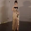 Sexy Doré Paillettes Fendue devant Robe De Soirée 2024 Trompette / Sirène Bretelles Spaghetti Sans Manches Dos Nu Longue Soirée Robe De Ceremonie