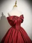 Vintage / Retro Burgundy Prom Dresses 2025 Ball Gown Off-The-Shoulder Sleeveless Backless Floor-Length / Long Prom Formal Dresses