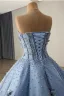 Luxury / Gorgeous Flower Fairy Pool Blue Handmade  Beading Pearl Sequins Appliques Prom Dresses 2025 Ball Gown Strapless Sleeveless Backless Floor-Length / Long