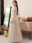 Chic / Beautiful Gold Sequins Bridesmaid Dresses 2023 A-Line / Princess Off-The-Shoulder Short Sleeve Backless Floor-Length / Long Bridesmaid Dresses