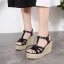 Romain Été Noire Tresser Sandales Femme 2022 Vêtement de rue T-Strap 10 cm Compensées Peep Toes / Bout Ouvert Sandales