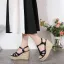 Romain Été Noire Tresser Sandales Femme 2022 Vêtement de rue T-Strap 10 cm Compensées Peep Toes / Bout Ouvert Sandales