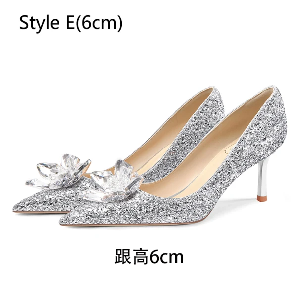 Charmant Bordeaux Cristal Paillettes Chaussure De Mariée 2024 Cuir 8 cm Talons Aiguilles À Bout Pointu Mariage Escarpins Talons Hauts
