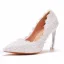 Elegant White Pearl Lace Flower Wedding Shoes 2022 9 cm Stiletto Heels Pointed Toe Wedding Pumps High Heels