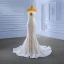 Luxury / Gorgeous White Beading Pearl Wedding Dresses 2022 Trumpet / Mermaid Scoop Neck Sleeveless Backless Court Train Wedding