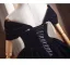 Chic / Belle Noire Faux Diamant Paillettes de retour Courte Velours Robe De Graduation 2025 Princesse De l'épaule Manches Courtes Dos Nu