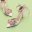 Lovely White Pearl Appliques Bow Prom Womens Sandals 2024 Ankle Strap 9 cm Stiletto Heels Pointed Toe Womens Shoes High Heels
