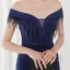 Sexy Black Satin Evening Dresses 2022 Trumpet / Mermaid Off-The-Shoulder Beading Tassel Sleeveless Backless Floor-Length / Long Evening Party Formal Dresses