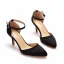 Schlicht Schwarz Ball Sandalen Damen 2024 Knöchelriemen 7 cm Stilettos Spitzschuh Hochhackige