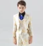 Fashion Yellow Printing 5-piece Long Sleeve Boys Wedding Suits 2024 Coat Pants Shirt Tie Vest