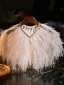 Luxury / Gorgeous White Handmade  Feather Prom shawl 2025