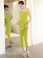 Amazing / Unique Lime Green Evening Dresses Jumpsuit 2022 A-Line / Princess Strapless Sleeveless Backless Floor-Length / Long Evening Party