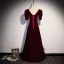 Vintage / Retro Burgundy Sequins Velvet Prom Dresses 2023 A-Line / Princess Square Neckline Short Sleeve Backless Floor-Length / Long Formal Dresses