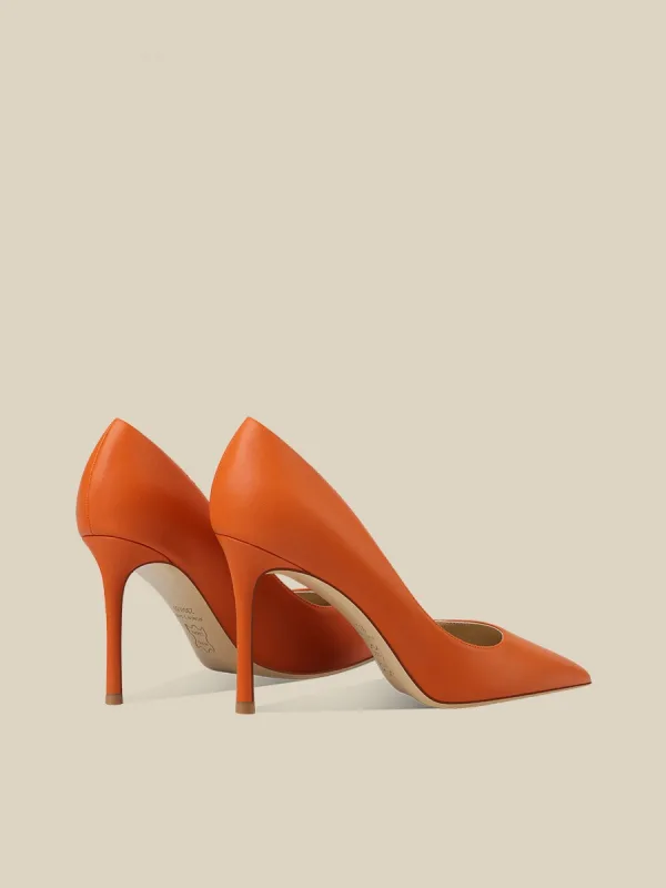 Mooie / Prachtige Oranje Kantoor OL Leer Pumps 2025 8 cm Naaldhakken / Stiletto Spitse Neus Pumps Hoge Hakken