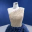 High-end Ocean Blue Rhinestone Ruffle Prom Dresses 2022 Ball Gown One-Shoulder Sleeveless Backless Floor-Length / Long Prom Formal Dresses