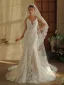 Elegant Vintage Hvit Blonder Blomst Brudeslør 2025 Tyll