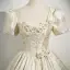 Elegant Champagne Appliques Printing Prom Dresses 2025 Ball Gown U-Neck Puffy Short Sleeve Backless Floor-Length / Long Prom Formal Dresses