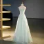 Sexy Sage Green Lace Flower Evening Dresses 2023 A-Line / Princess Organza Strapless Sleeveless Backless Floor-Length / Long Evening Party Formal Dresses