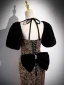 Scintillantes Noire Perlage Paillettes Robe De Soirée 2024 Trompette / Sirène Bustier Manches Courtes Dos Nu Noeud Train De Balayage Soirée Robe De Ceremonie
