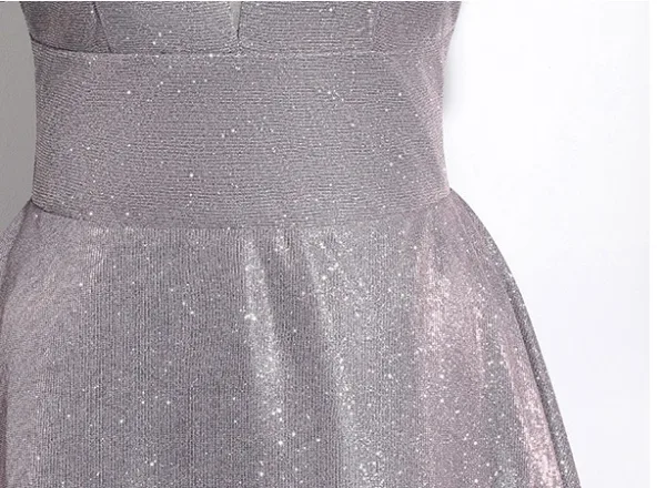 Sparkly Blushing Pink Glitter Prom Dresses 2024 A-Line / Princess V-Neck Short Sleeve Backless Floor-Length / Long Prom Formal Dresses