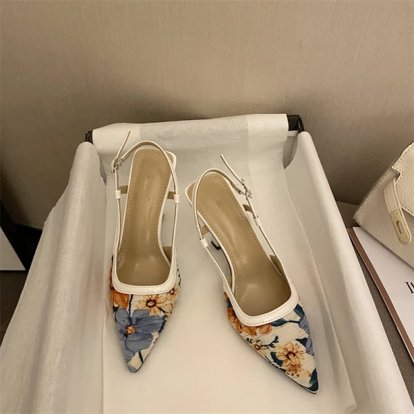 Fashion White Street Wear Printing Womens Shoes 2022 8 cm Stiletto Heels Pointed Toe Womens Shoes High Heels