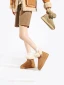 Garder au chaud Marron Hiver Daim Bottes De Neige 2024 Vêtement de rue Cuir À Bout Rond Sandales Femme