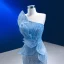 Sexy Sky Blue Beading Sequins Evening Dresses 2023 Trumpet / Mermaid Strapless Sleeveless Backless Floor-Length / Long Evening Party Formal Dresses