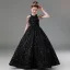 Bling Bling Black Beading Sequins Birthday Flower Girl Dresses 2024 Ball Gown Scoop Neck Sleeveless Backless Floor-Length / Long