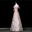 Sparkly Fashion Blushing Pink Appliques Sequins Prom Dresses 2025 A-Line / Princess Strapless Sleeveless Backless Floor-Length / Long Formal Dresses