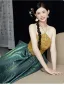 Chic / Beautiful Dark Green Prom Dresses 2025 A-Line / Princess Halter Sleeveless Backless Floor-Length / Long Formal Dresses