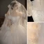 Audrey Hepburn Style Champagne Pearl Lace Flower Appliques Wedding Dresses 2022 Ball Gown Square Neckline Short Sleeve Backless Royal Train Wedding