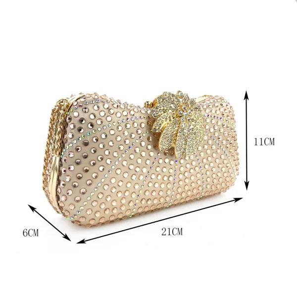 Scintillantes Multi-Couleurs Faux Diamant Soirée Doré Pochette 2025 Alliage