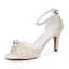 Elegante Weiß Perle Knöchelriemen Brautschuhe 2026 8 cm Stilettos Peeptoes Hochzeit Sandaletten Hochhackige