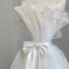 Fashion White Bow Wedding Dresses 2023 A-Line / Princess Strapless Sleeveless Backless Sweep Train Wedding