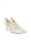 Elegant White Lace Flower Wedding Shoes 2026 Leather 8 cm Stiletto Heels Pointed Toe Wedding Pumps High Heels