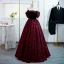 Élégant Bordeaux Impression Robe De Bal 2022 Robe Boule De l'épaule Manches Courtes Dos Nu Longue Robe De Ceremonie