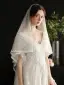 Charming White Handmade  Pearl Lace Flower Wedding Veils 2025