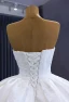 High-end Ivory Satin Lace Flower Wedding Dresses 2023 Ball Gown Strapless Sleeveless Backless Royal Train Wedding