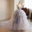 Fashion Sky Blue Cascading Ruffles Prom Dresses 2023 Ball Gown Spaghetti Straps Sleeveless Sweep Train Formal Dresses