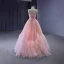 High End Pink Perlenstickerei Pailletten Rüschen Ballkleider 2023 A Linie Bandeau Ärmellos Rückenfreies Lange Ball Festliche Kleider