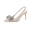 Charming Champagne Rhinestone Bow Wedding Shoes 2026 10 cm Stiletto Heels Pointed Toe Wedding High Heels Heels