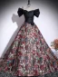 Unusual Multi-Colors Plaid Prom Dresses 2025 Ball Gown Off-The-Shoulder Short Sleeve Backless Floor-Length / Long Formal Dresses