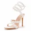Sexy White Pearl Lace Flower Ankle Strap Summer Evening Party Womens Sandals 2023 10 cm Stiletto Heels Open / Peep Toe Sandals High Heels