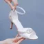 Schöne Weiß Strass Brautschuhe 2026 Knöchelriemen 8 cm Stilettos Peeptoes Hochzeit Sandaletten Hochhackige