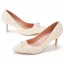 Elegant Beige Pearl Wedding Shoes 2023 7 cm Stiletto Heels Pointed Toe Wedding Pumps High Heels