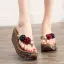 Fashion Black Street Wear Beach Summer Womens Sandals 2023 Appliques 7 cm Wedges Open / Peep Toe Sandals High Heels